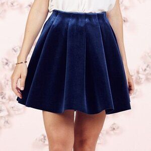 LC LAUREN CONRAD RUNWAY Pleated Blue Velvet Skirt